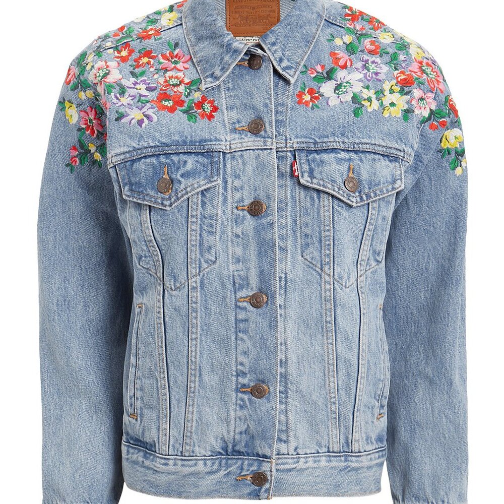 Levi's Embroidered Ex-Boyfriend Trucker Jacket - Hearts of Flowers NWT